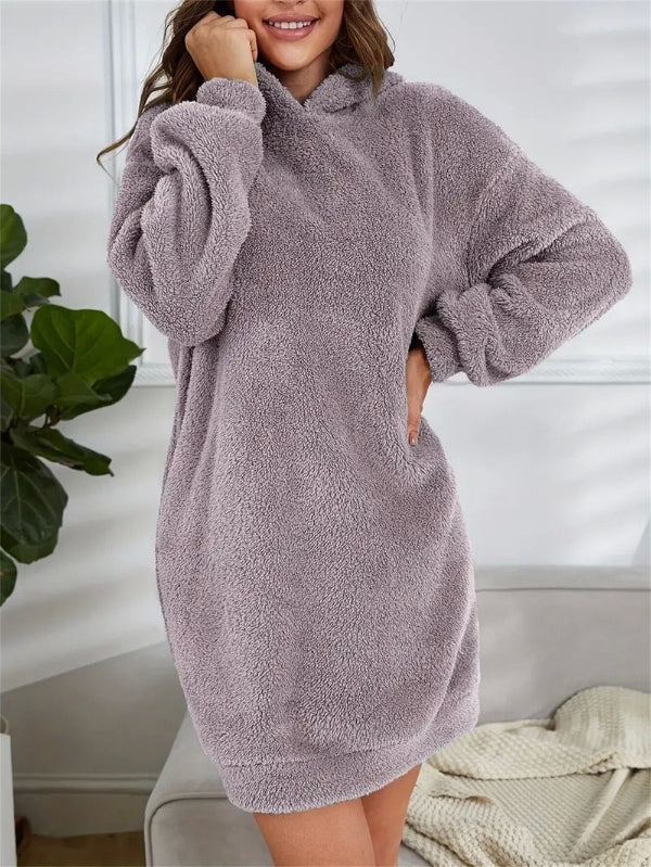 Women's Hoodie Dress – Oversized Fit – Soft Fleece – Long-Sleeved Casual Comfort