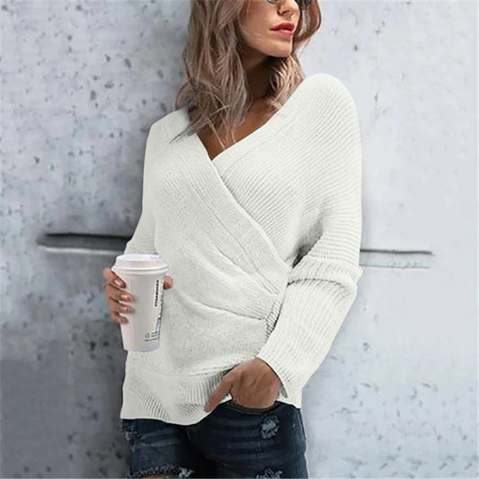 Women's Cardigan Sweater – Relaxed Fit – Ribbed Knit – V-Neck – Wrap Design