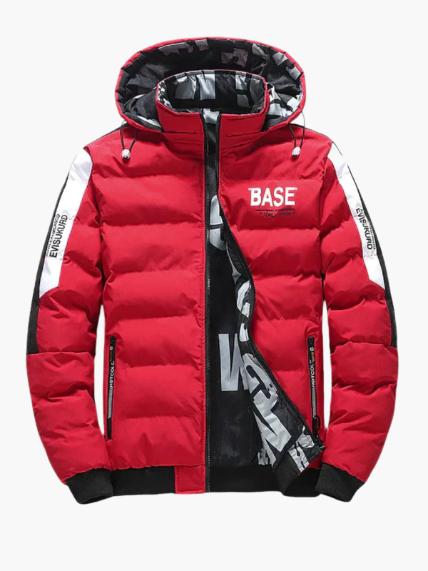 Men’s Puffer Jacket - Synthetic - Hooded - Hip Length - Ribbed Cuffs