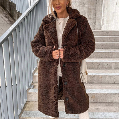 Women's Teddy Coat – Oversized Fit – Soft Faux Fur – Button Closure