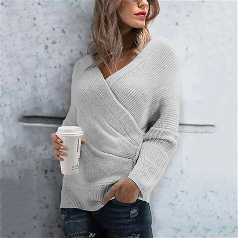 Women's Cardigan Sweater – Relaxed Fit – Ribbed Knit – V-Neck – Wrap Design