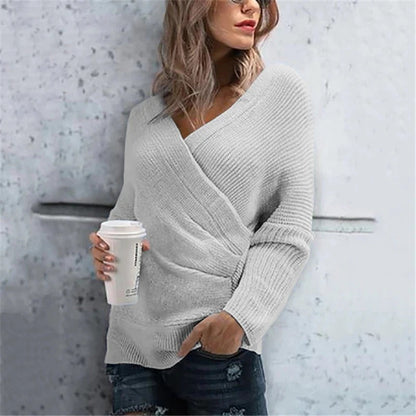 Women's Cardigan Sweater – Relaxed Fit – Ribbed Knit – V-Neck – Wrap Design