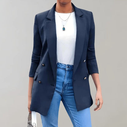 Women's Blazer – Tailored Fit – Double-Breasted – Classic Lapel – Mid-Length