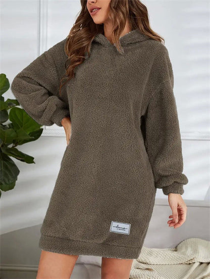 Women's Hoodie Dress – Oversized Fit – Soft Fleece – Long-Sleeved Casual Comfort