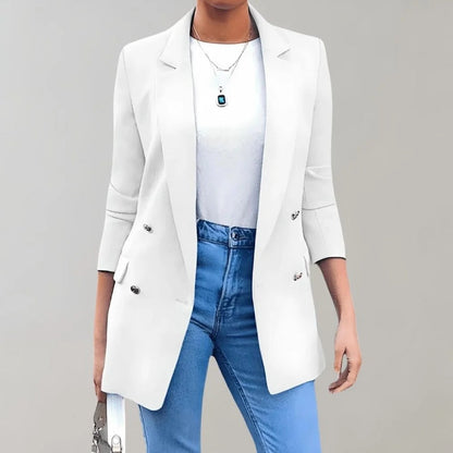 Women's Blazer – Tailored Fit – Double-Breasted – Classic Lapel – Mid-Length
