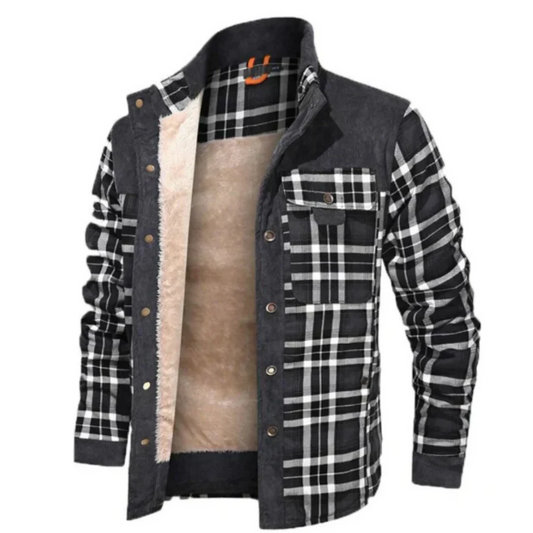 Men's Jacket – Check Pattern – Warm Lining – Button Closure – Regular Fit