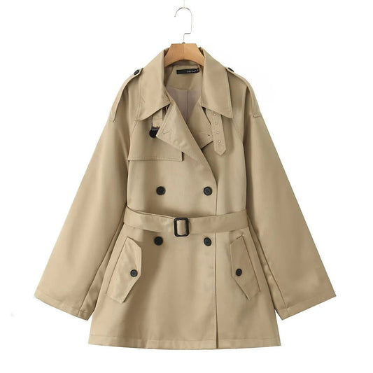 Women's Trench Coat – Tailored Fit – Double Breasted – Belt – Classic Utility Design