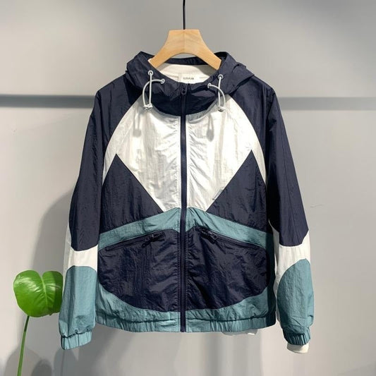 Men’s Windbreaker Jacket - Lightweight Woven - Hooded - Adjustable Drawstrings - Elasticated Cuffs