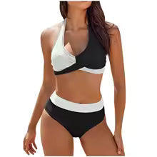 Women's Bikini Set – Push-Up Halterneck Top – Thong Bottom – Breathable and Stretchable