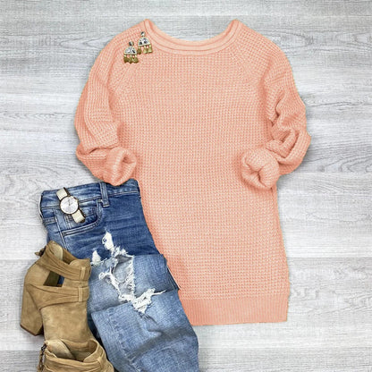 Women's Sweater – Oversized Fit – Soft Wool – Cowl Neck – Side Slit