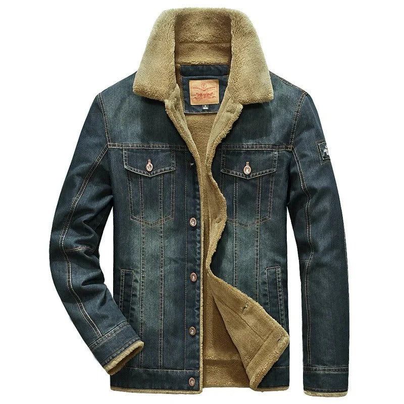 Men's Denim Jacket – Regular Fit – Button Closure – Lined with Faux Fur – Casual Style