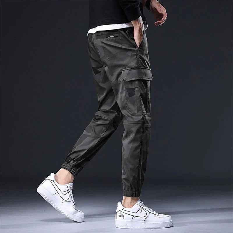 Men's Trousers - Cargo Joggers - Relaxed Fit - Elastic Cuffs - Adjustable Waist