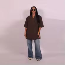 Women's Blazer – Loose Fit – Half Sleeve – Light Cotton Texture – Button Closure