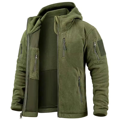 Men's Fleece Jacket – Relaxed Fit – Hood – Zipper – Practical Pockets