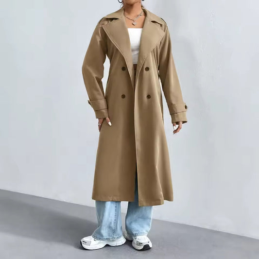 Women's Trench Coat – Classic Double Breasted – Regular Fit – Long – Water-Repellent