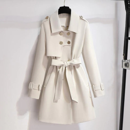 Women's Trench Coat – Tailored Fit – Belted Waist – Double-Breasted Classic Design