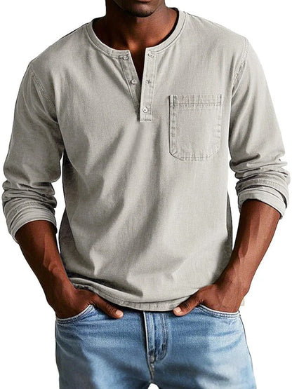 Men's Long Sleeve Shirt – Classic Fit – Soft Cotton Feel – Button Closure & Chest Pocket