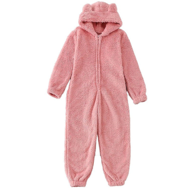 Women's Jumpsuit with Hood – Soft Plush – Relaxed Fit – Zipper – Full Length