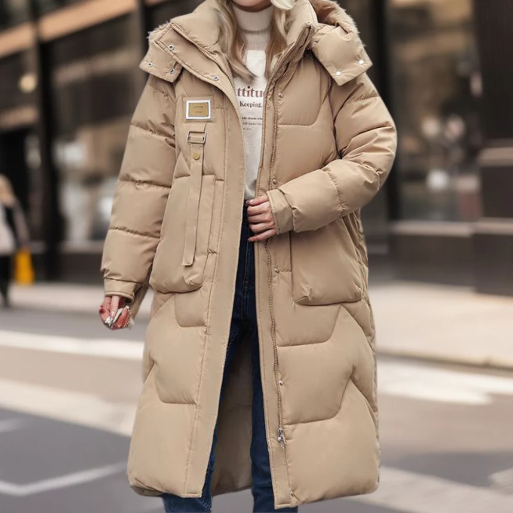 Women's Coat – Quilted – Oversized Fit – Hood – Full Length – Warm Insulated