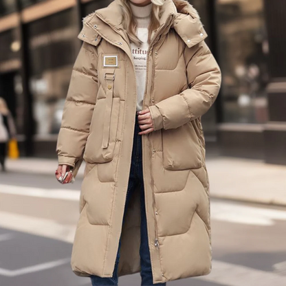 Women's Coat – Quilted – Oversized Fit – Hood – Full Length – Warm Insulated