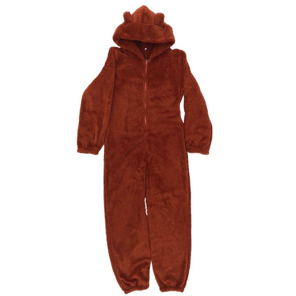 Women's Jumpsuit with Hood – Soft Plush – Relaxed Fit – Zipper – Full Length