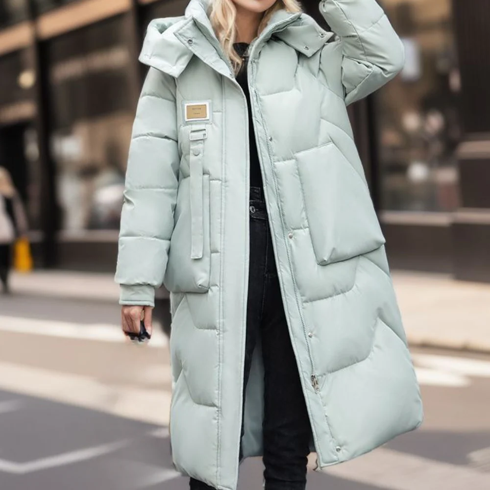 Women’s Coat - Synthetic - Oversized Fit - Maxi Length - Hooded High Collar