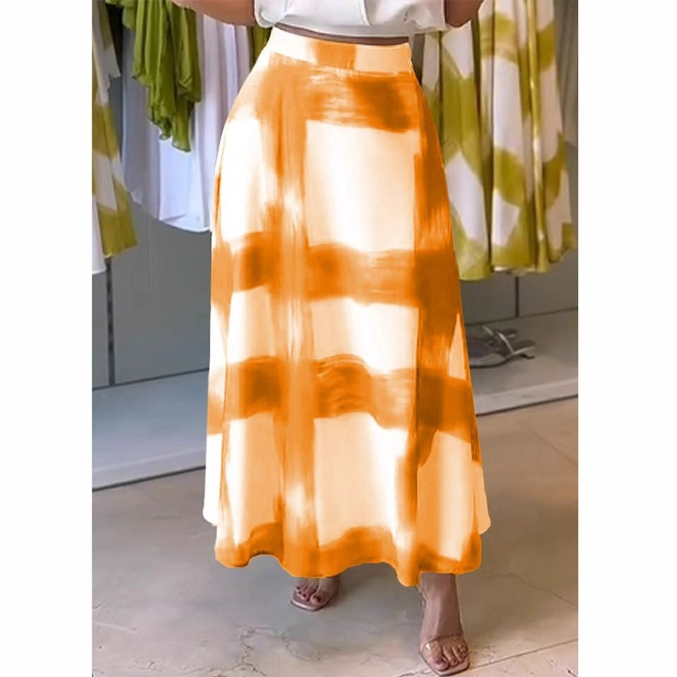 Women's A-line Skirt – Checkered Pattern – Lightweight and Breathable Fabric – Midi Length