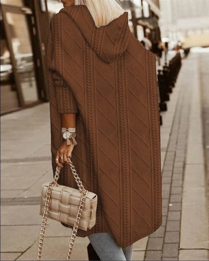 Women's Cardigan – Extended Hood – Cable Knit – Oversized Fit – Casual Layering