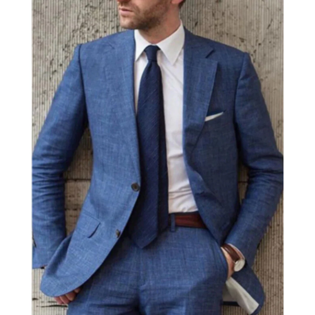 Men's Blazer Jacket – Slim Fit – Wool Look – Notch Lapel – Two-Button Closure