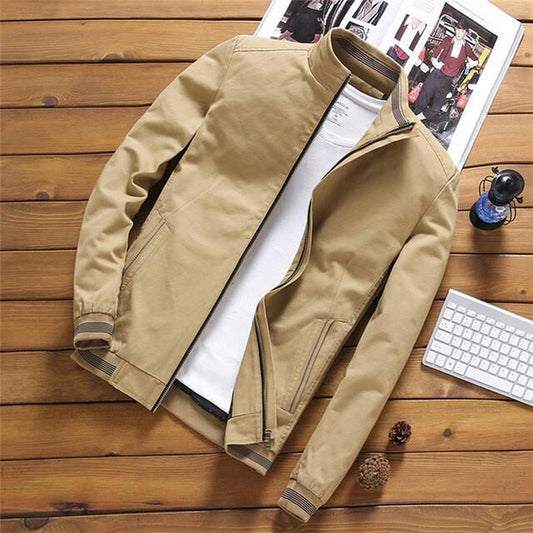 Men's Bomber Jacket – Relaxed Fit – Ribbed Edges – Breathable Cotton Fabric – Zipper