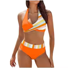 Women's Bikini Set – Push-Up Halterneck Top – Thong Bottom – Breathable and Stretchable