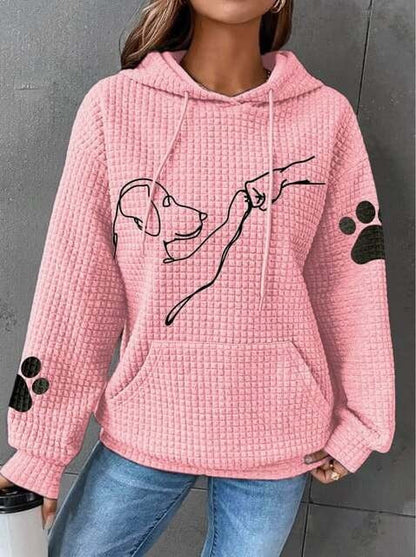 Women's Hoodie – Quilted Structure – Relaxed Fit – Dog Motif – Kangaroo Pocket