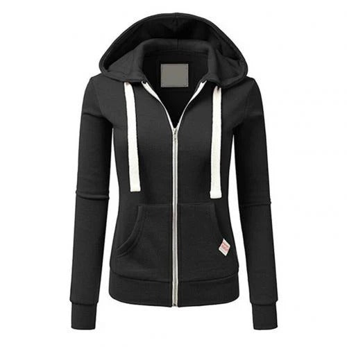 Women's Hoodie – Slim Fit – Soft Cotton Blend – Zipper – Kangaroo Pocket