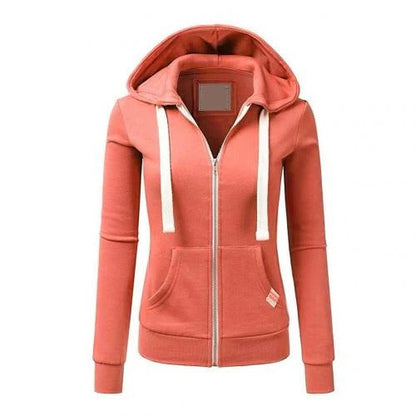 Women's Hoodie – Slim Fit – Soft Cotton Blend – Zipper – Kangaroo Pocket