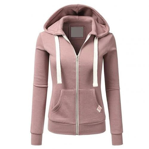 Women's Hoodie – Slim Fit – Soft Cotton Blend – Zipper – Kangaroo Pocket