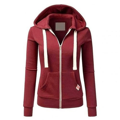Women's Hoodie – Slim Fit – Soft Cotton Blend – Zipper – Kangaroo Pocket