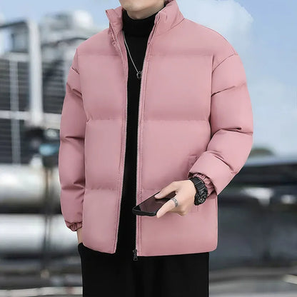 Men’s Puffer Jacket - Synthetic Insulation - Stand-Up Collar - Hip Length