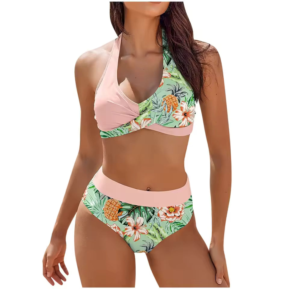 Women's Bikini Set – Push-Up Halterneck Top – Thong Bottom – Breathable and Stretchable