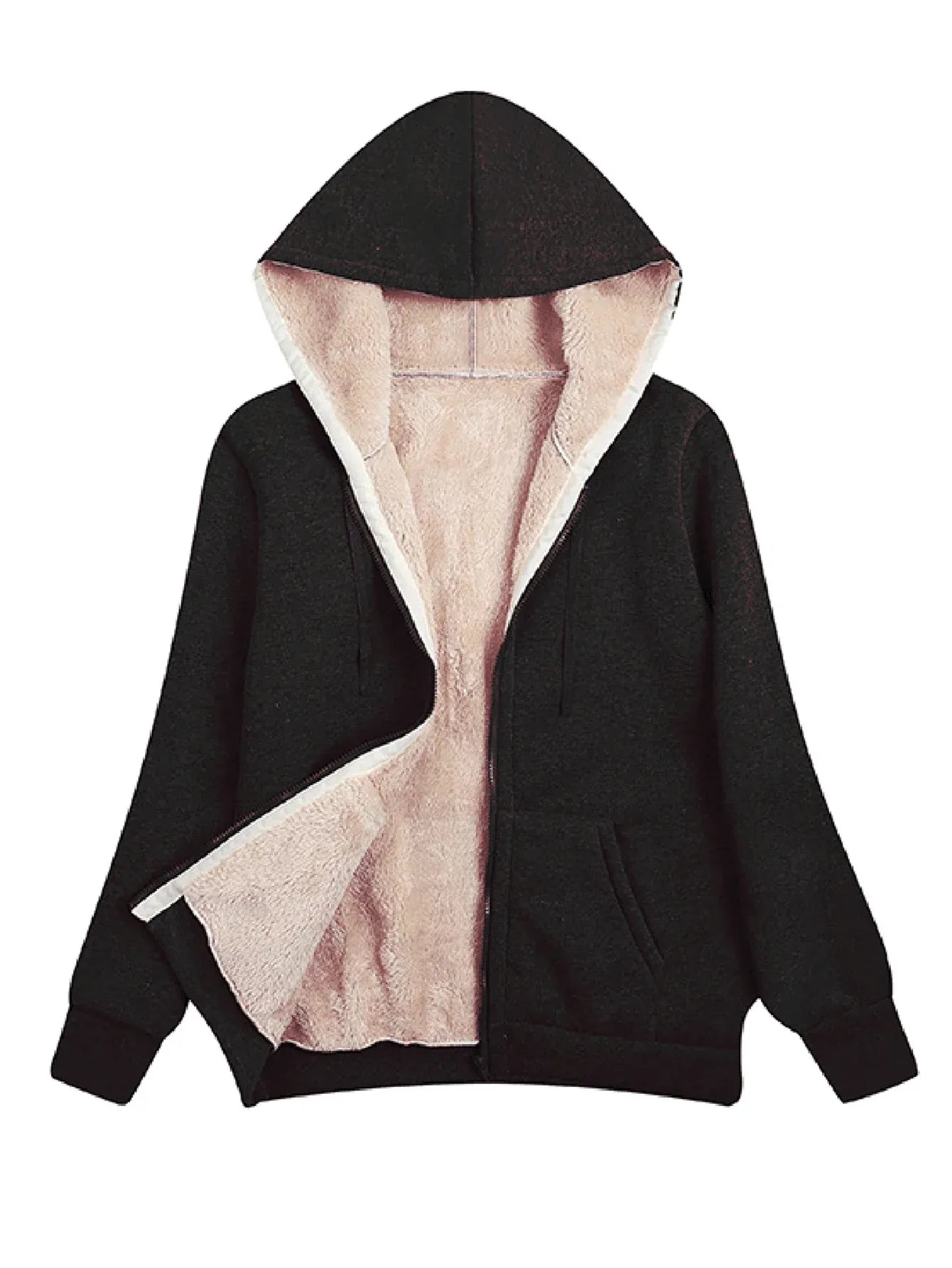 Women's Fleece Jacket – Relaxed Fit – Hood – Soft Interior – Zipper Closure