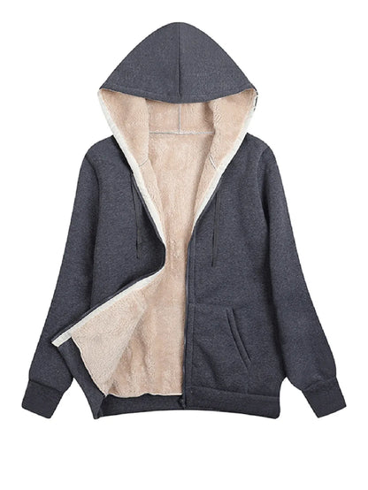 Women's Fleece Jacket – Relaxed Fit – Hood – Soft Interior – Zipper Closure