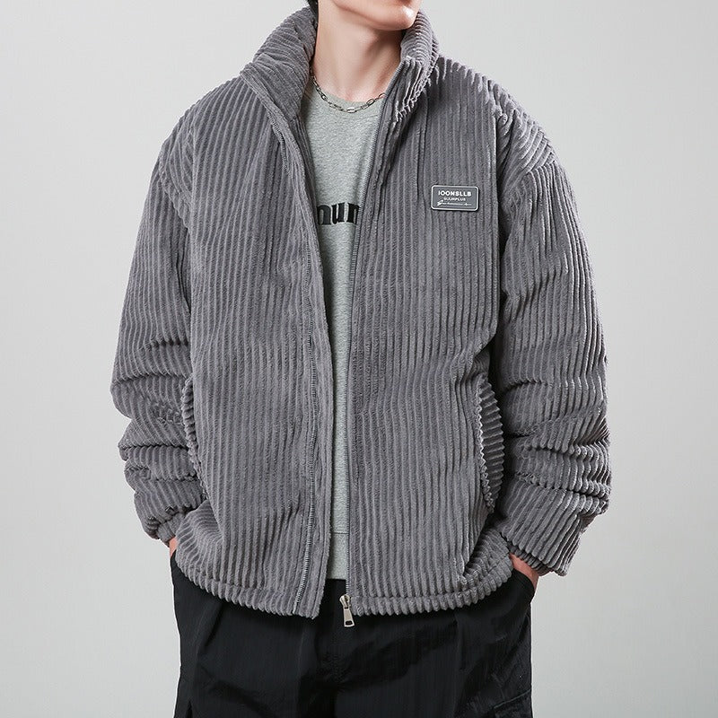 Men’s Jacket - Corduroy - Stand Collar - Elasticated Cuffs and Hem