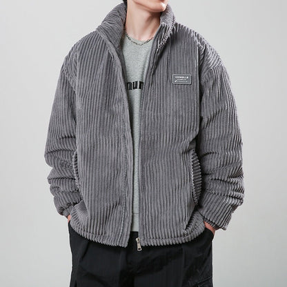 Men’s Jacket - Corduroy - Stand Collar - Elasticated Cuffs and Hem