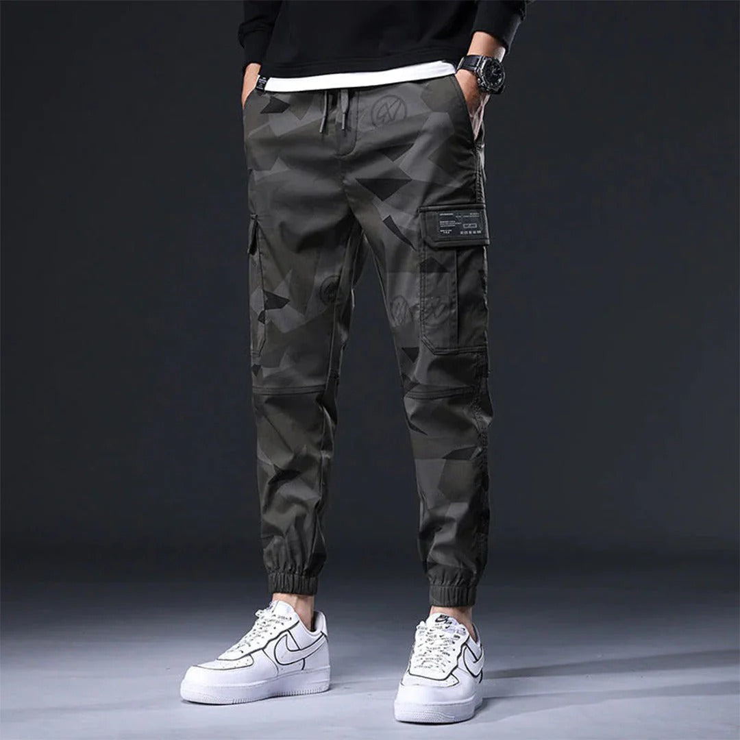 Men's Trousers - Cargo Joggers - Relaxed Fit - Elastic Cuffs - Adjustable Waist