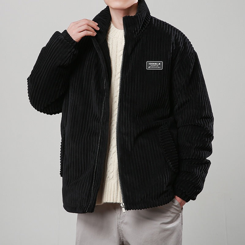 Men’s Jacket - Corduroy - Stand Collar - Elasticated Cuffs and Hem