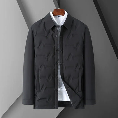Men's Down Jacket – Slim Fit – Shirt Collar – Button Closure – Quilted Design