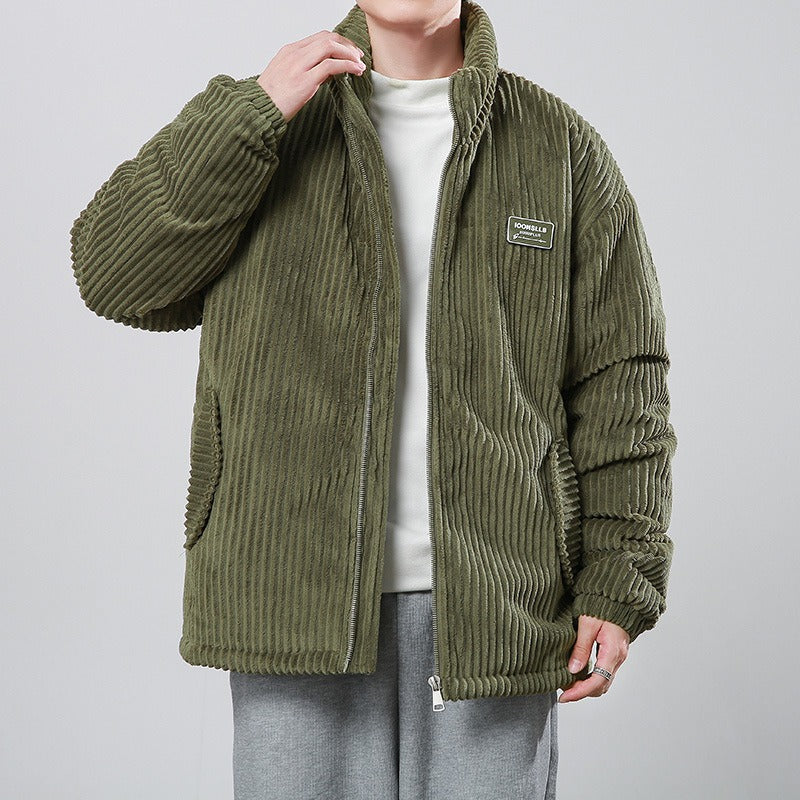 Men’s Jacket - Corduroy - Stand Collar - Elasticated Cuffs and Hem