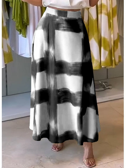 Women's A-line Skirt – Checkered Pattern – Lightweight and Breathable Fabric – Midi Length