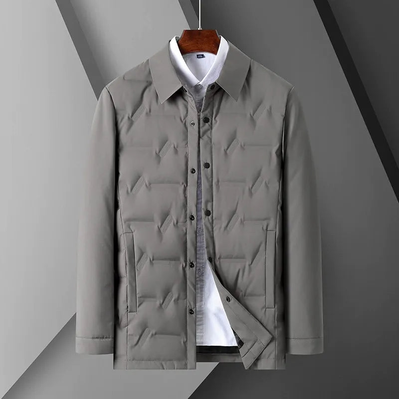 Men's Down Jacket – Slim Fit – Shirt Collar – Button Closure – Quilted Design