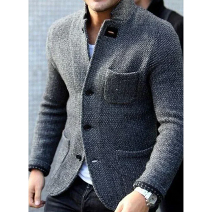 Men's Blazer – Tailored Fit – Textured Wool – Button Closure – Business Formal