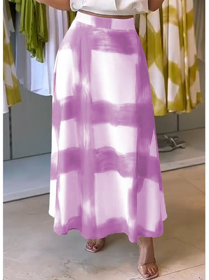 Women's A-line Skirt – Checkered Pattern – Lightweight and Breathable Fabric – Midi Length